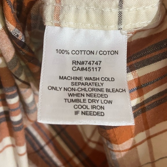 Red Head‎ Heavyweight Cotton Button Down Orange/Cream/Navy Shirt - Picture 6 of 6